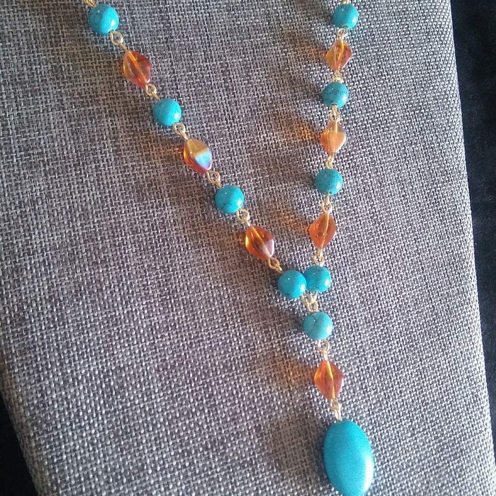 Gold multi bead necklace